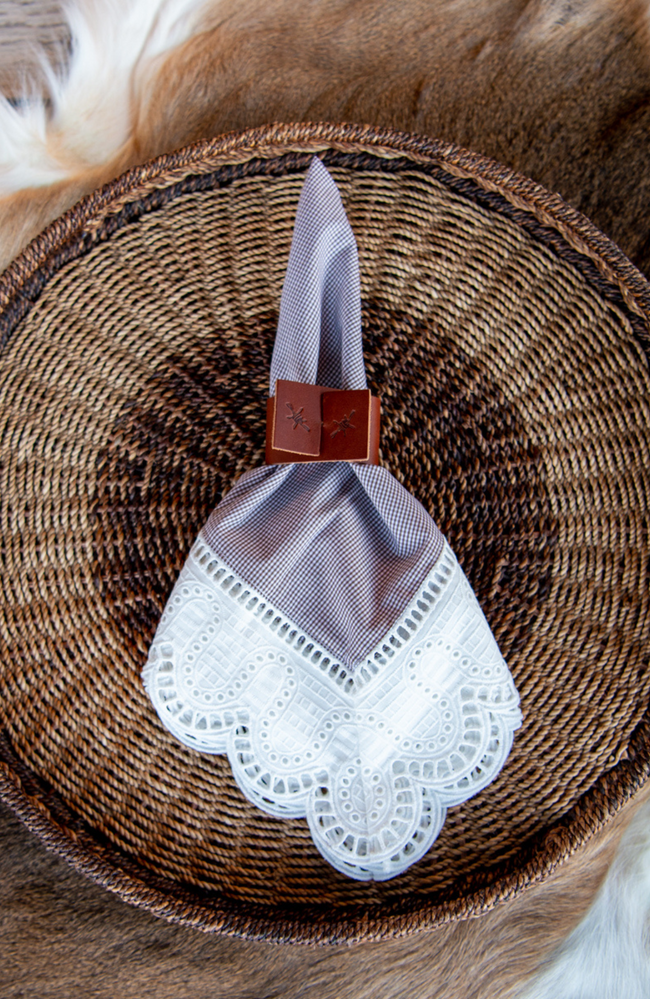 Checked Poplin Lace Trim Napkins