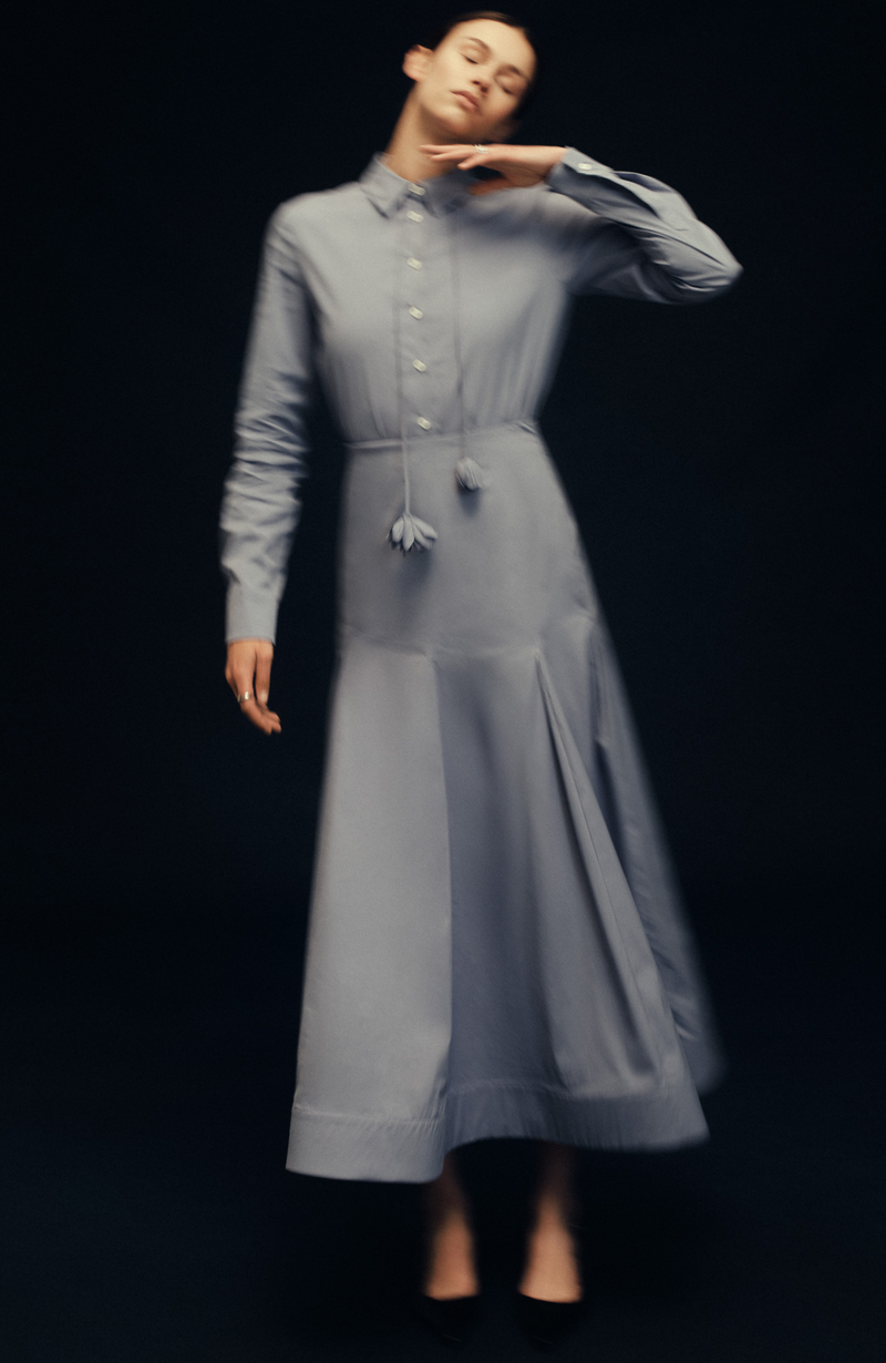 Cotton Poplin Seam Detail Skirt