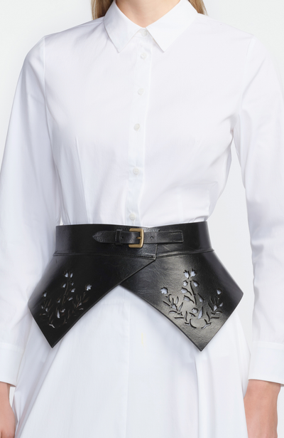 Leather Floral Lasercut Belt