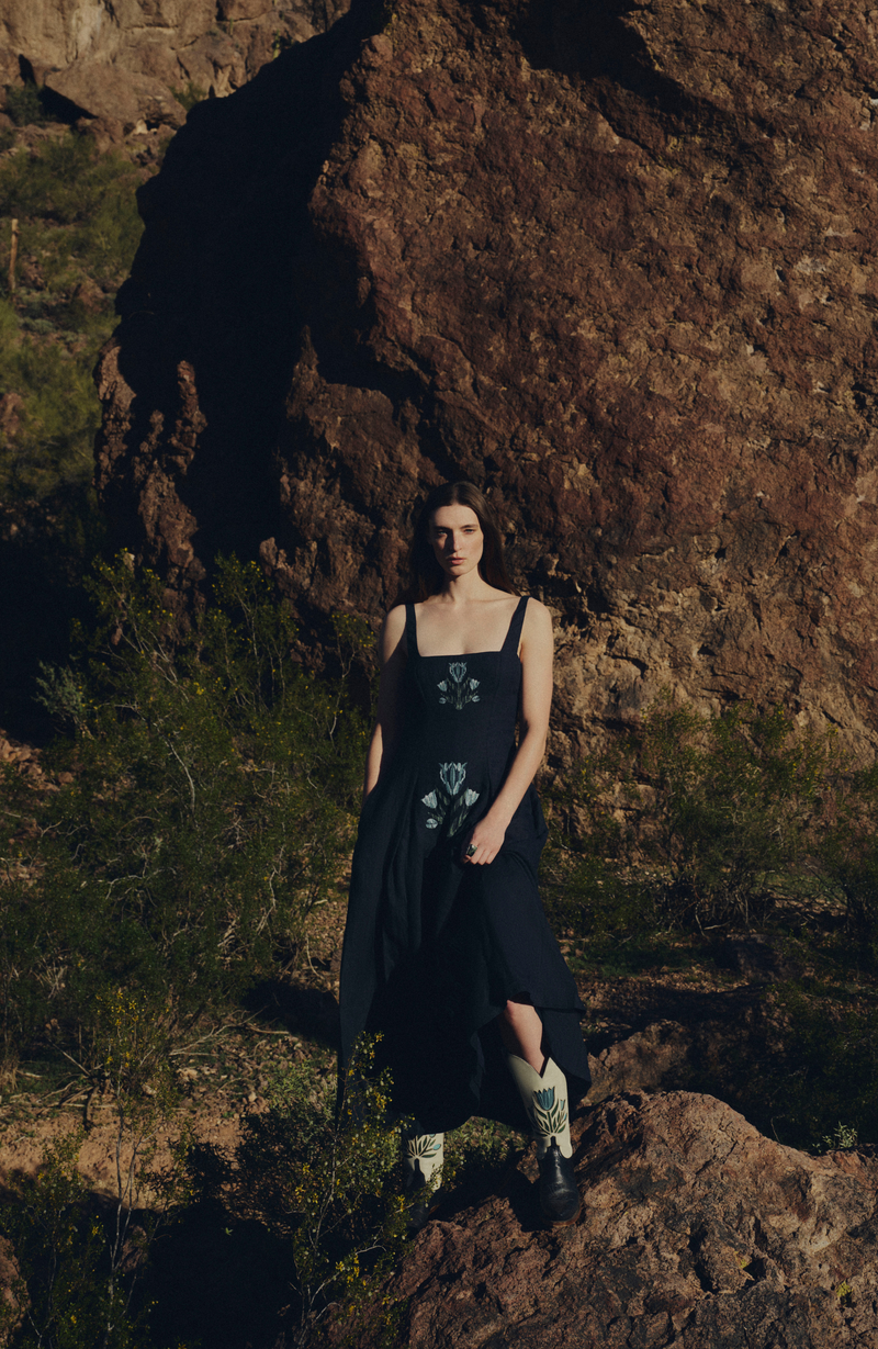 Tulip Embroidered Linen Nightingale Dress