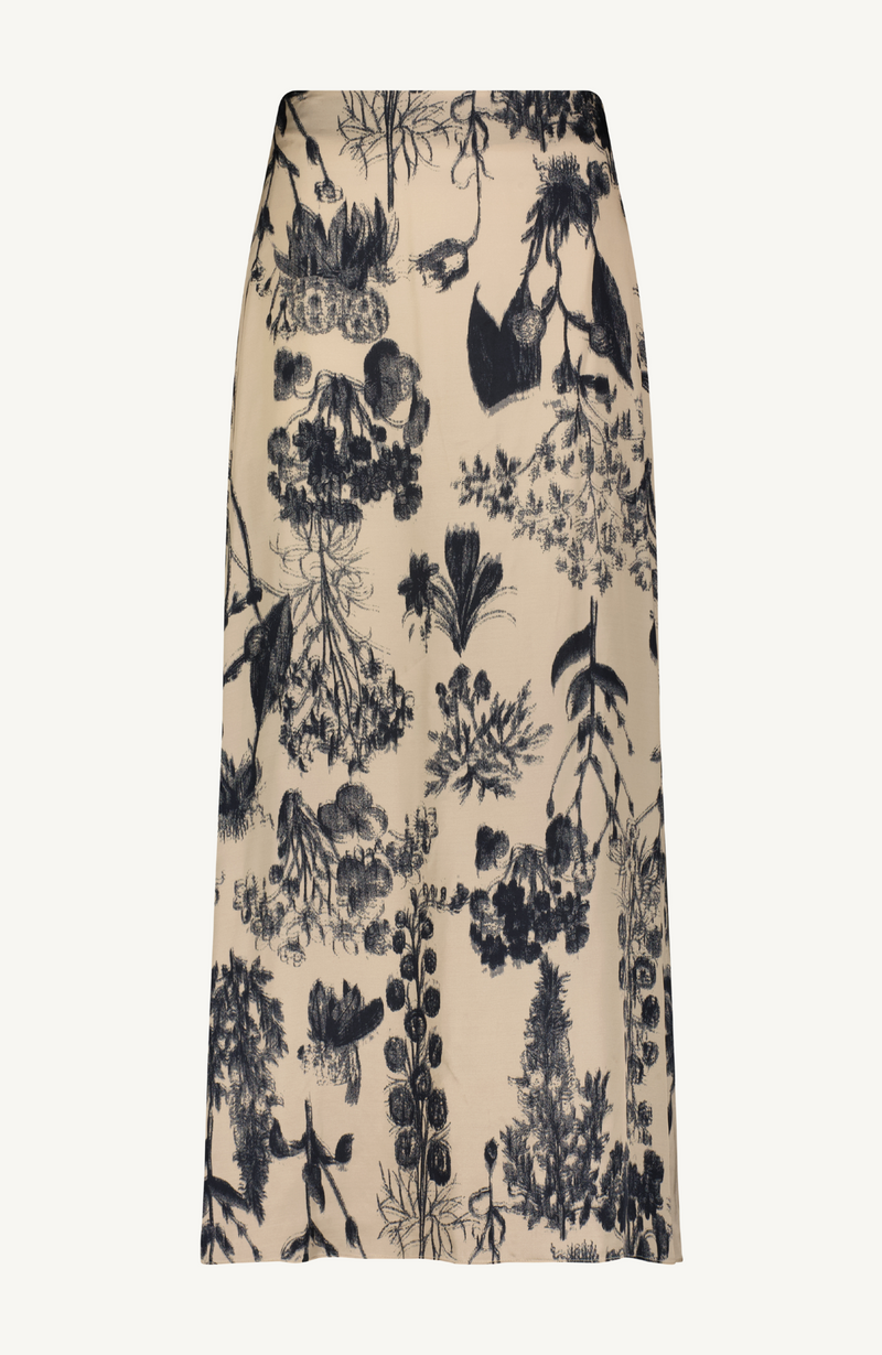 Floral Satin A-Line Skirt