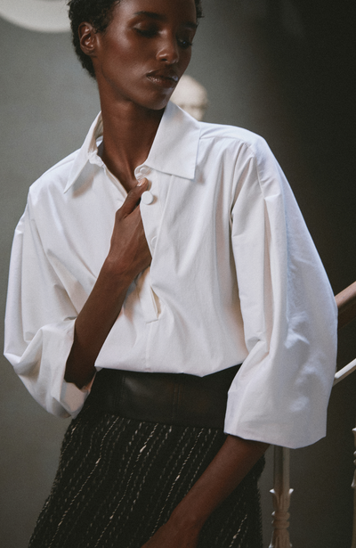 Cotton Poplin Long Sleeve Top