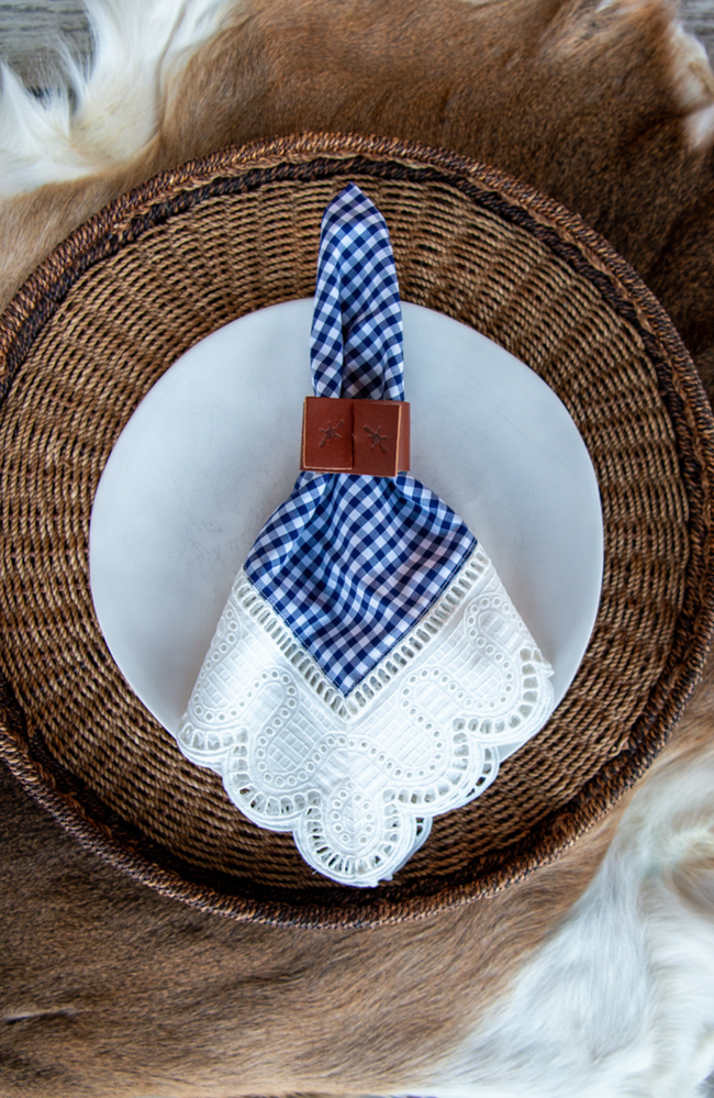 Checked Poplin Lace Trim Napkins