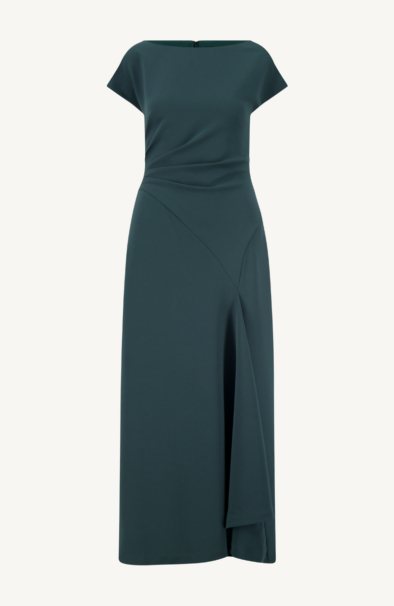 Fluid Crepe Cascade Dress