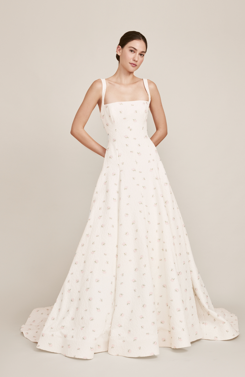 lela rose dress Gowns -RTW line dress features shirring at the waist for a tailored fit and an above Lace Lela Rose Green Dress