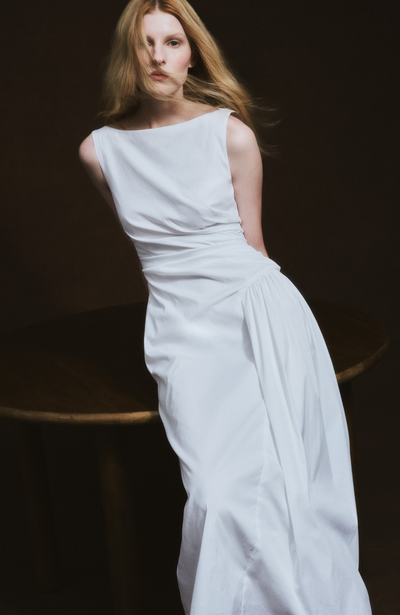 Cotton Poplin Asymmetrical Flounce Dress