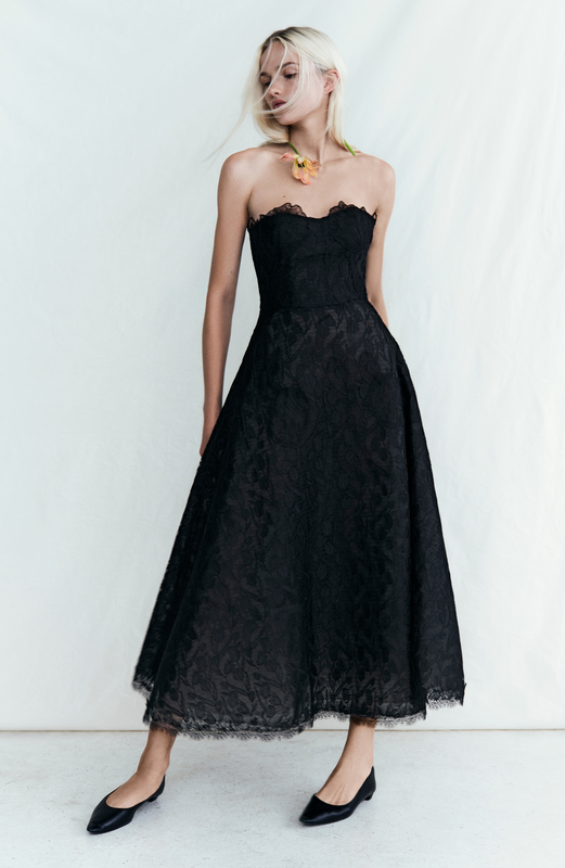 Tulip Lace Strapless Full Skirt Dress