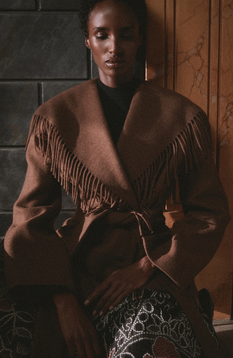 Boiled Wool Fringe Jacket