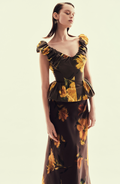 Floral Printed Chiffon Bias Skirt