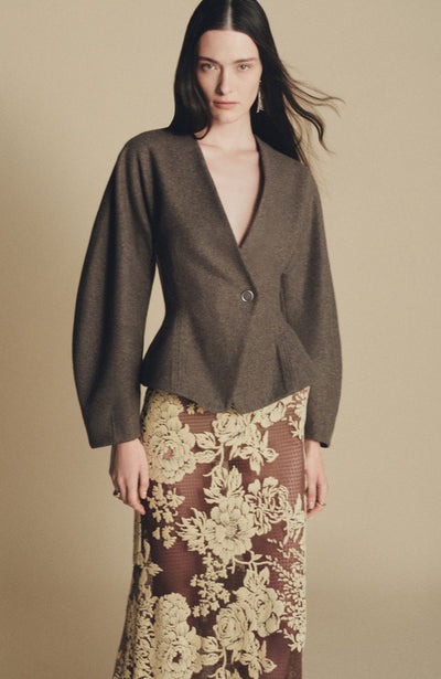 Boiled Wool Coating Peplum Jacket