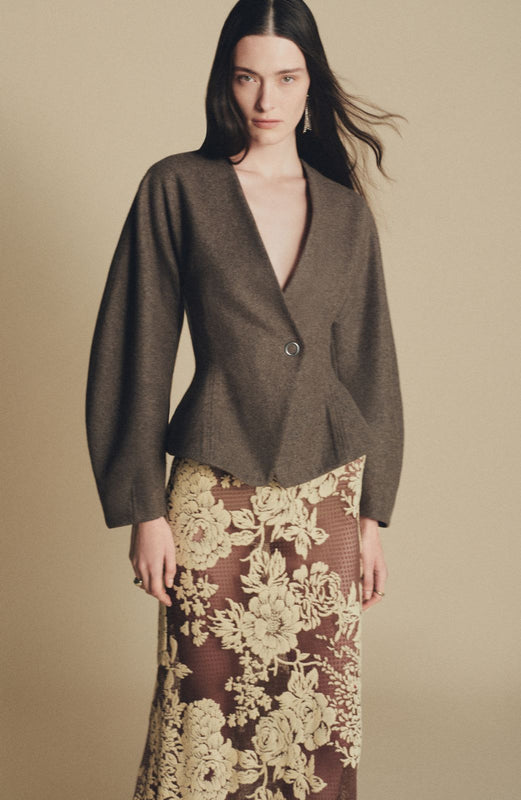 Boiled Wool Coating Peplum Jacket