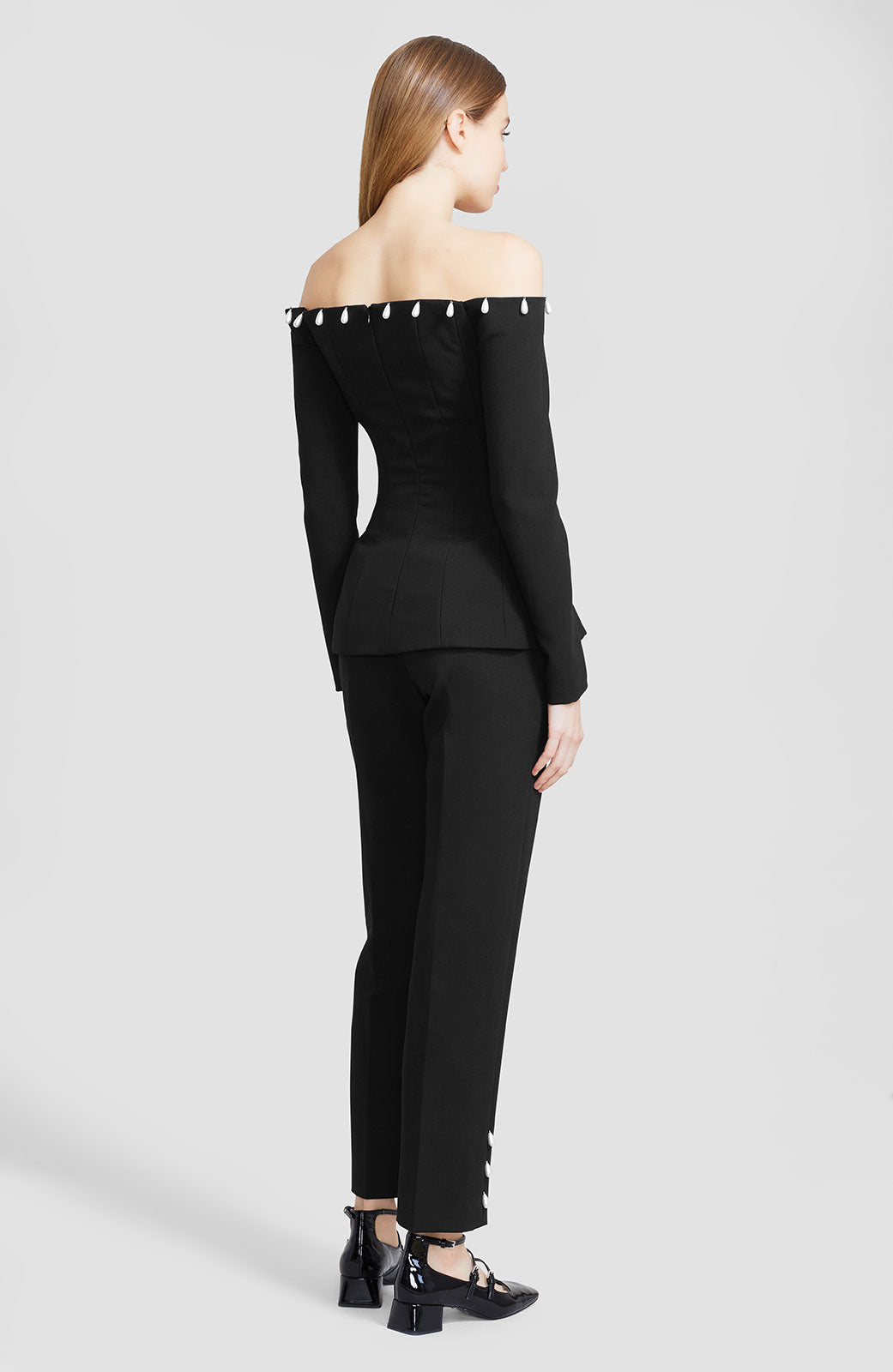 Stretch Twill Demi Pant with Pearl Detail