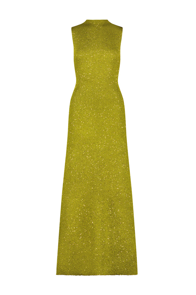 Sequin Knit Mock Neck Gown