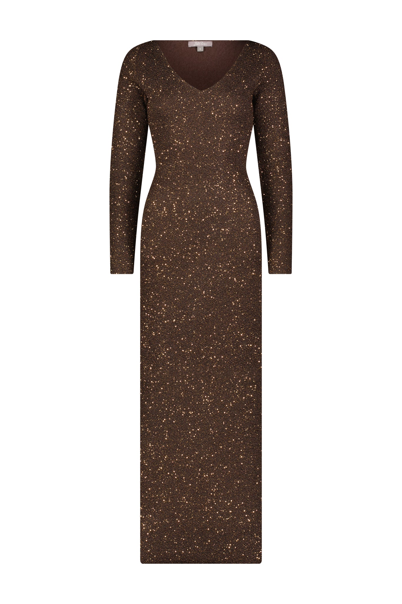 Sequin Knit V-Neck Dress