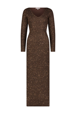 Sequin Knit V-Neck Dress