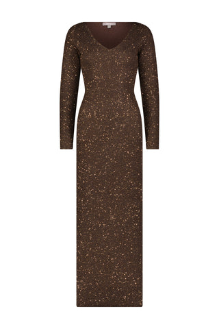 Sequin Knit V-Neck Dress