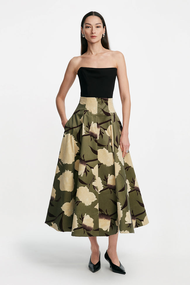Fluid Crepe Draped Bustier