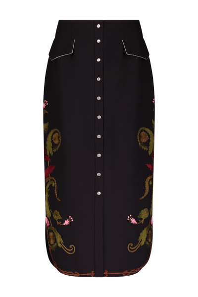 Thread Embroidery Pencil Skirt