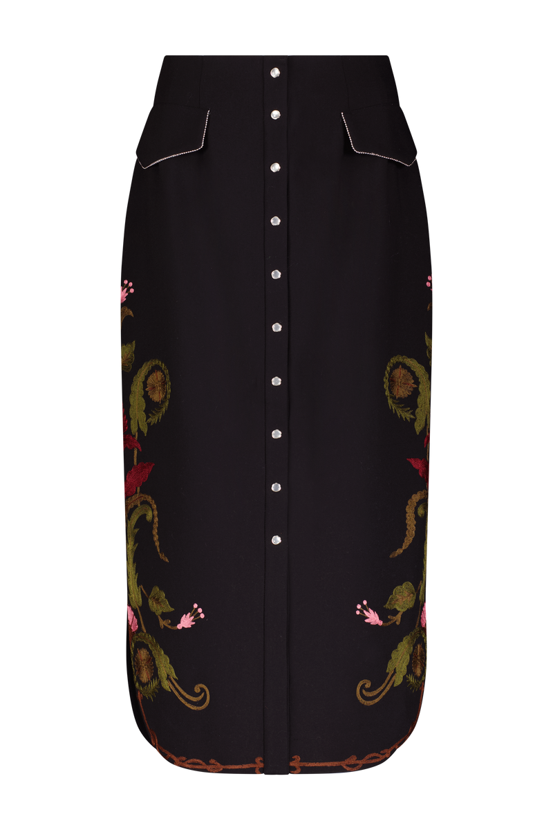 Thread Embroidery Pencil Skirt