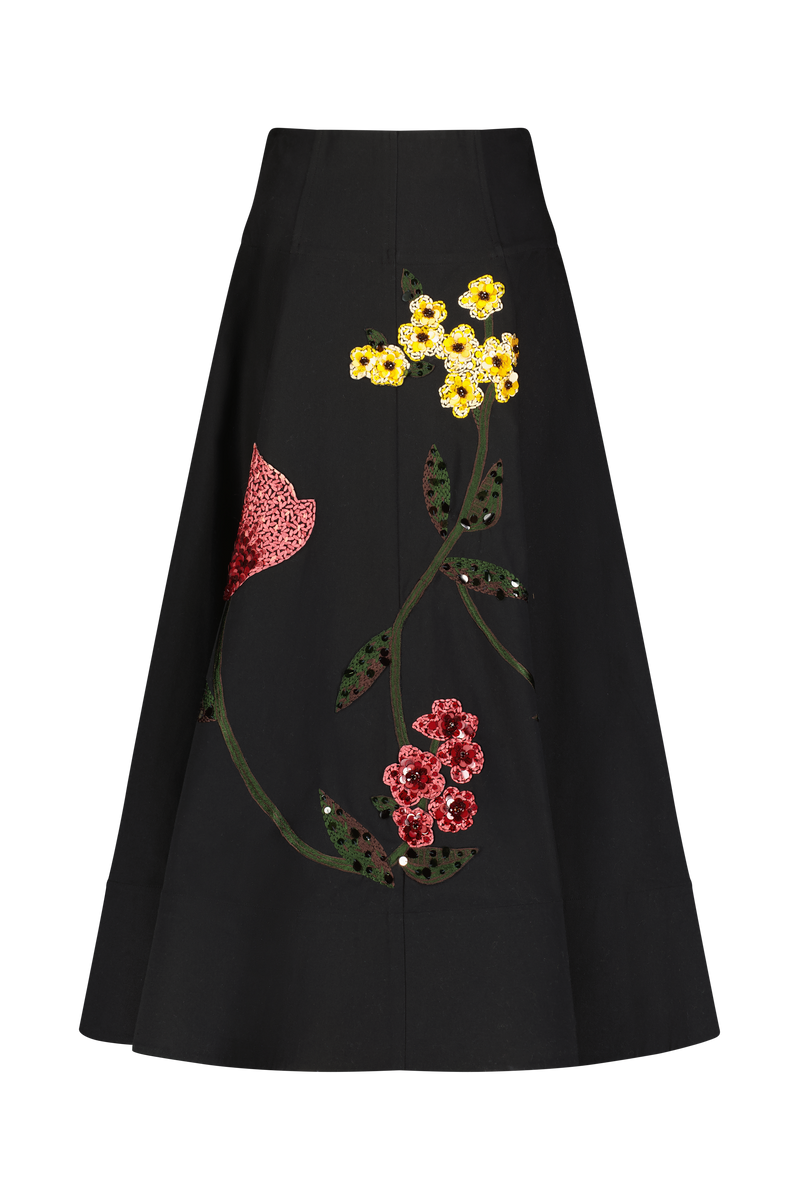 Floral Embroidery Parker Skirt