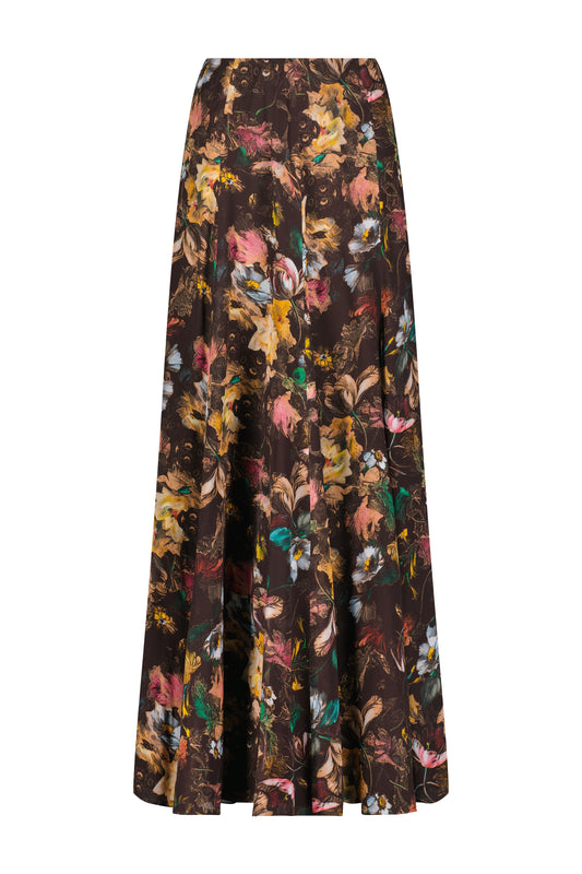 Floral Printed Chiffon Trumpet Skirt