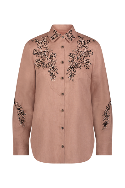 Sequin Floral Embroidery Shirt