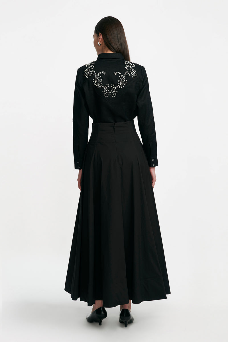 Corded Embroidery Cotton Poplin Shirt