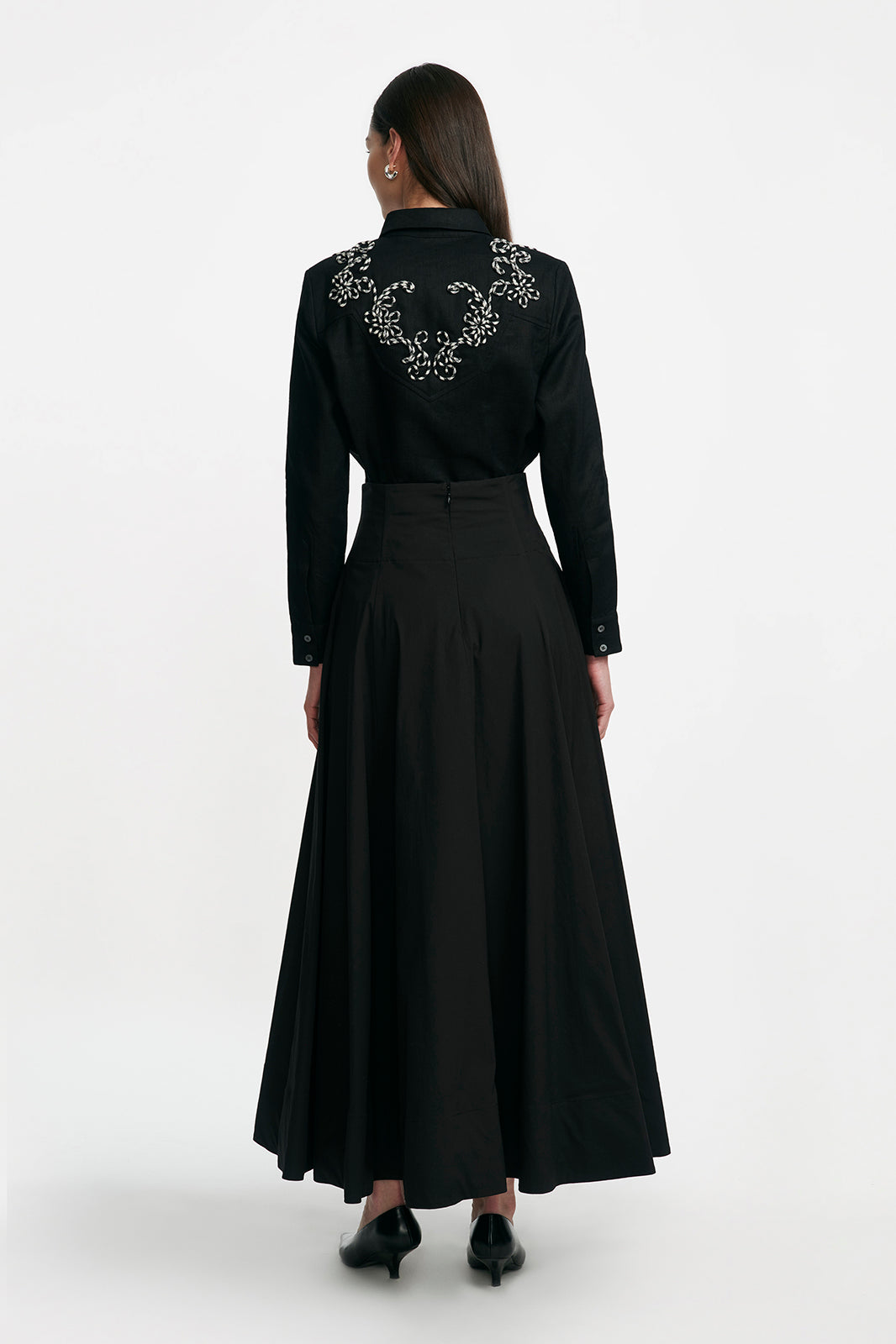 Corded Embroidery Cotton Poplin Shirt