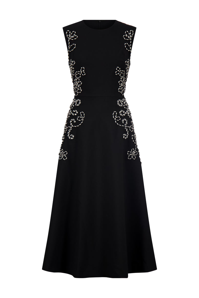 Corded Embroidery Sleeveless A Line Dress