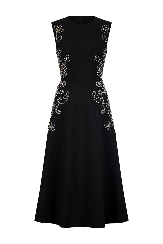 Corded Embroidery Sleeveless A Line Dress