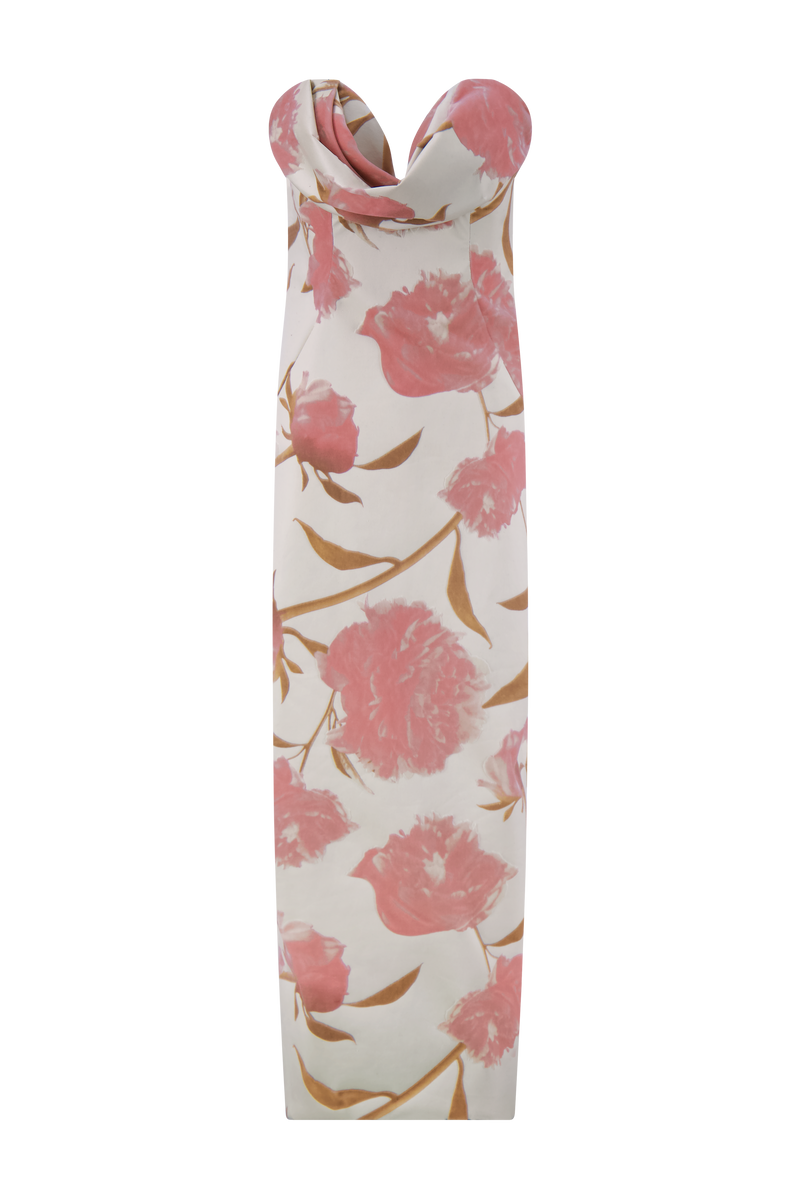 Floral Velvet Draped Bust Sheath