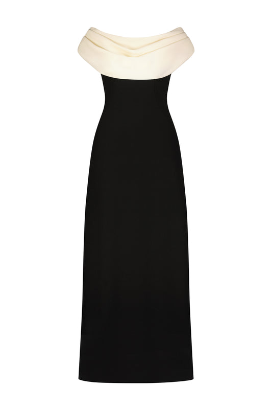 Wool Crepe Cowl Neck Gown