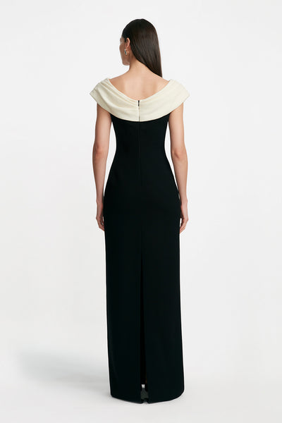 Wool Crepe Cowl Neck Gown