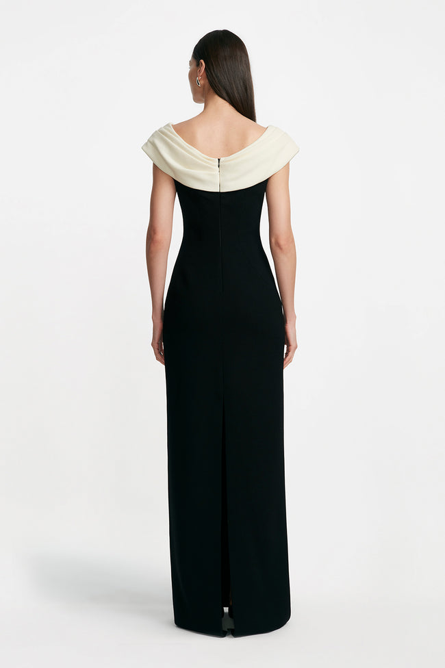 Wool Crepe Cowl Neck Gown