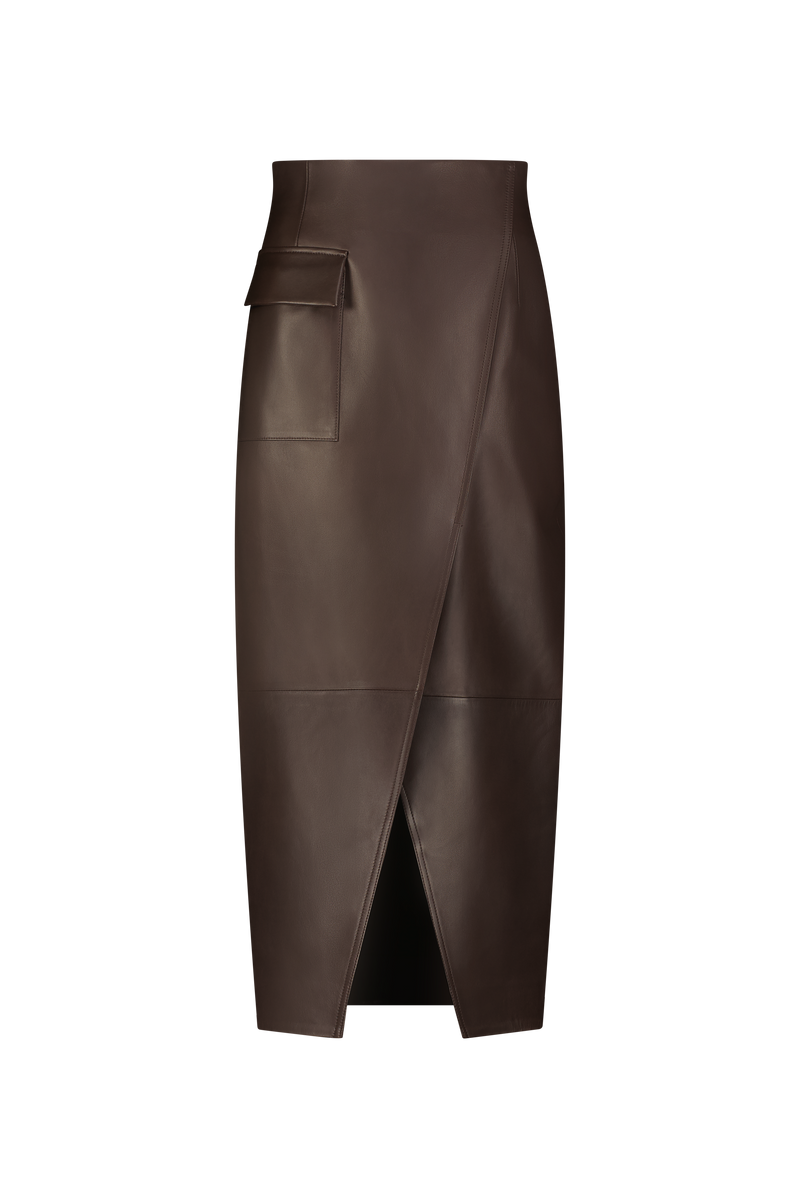 Leather Asymmetrical Pencil Skirt