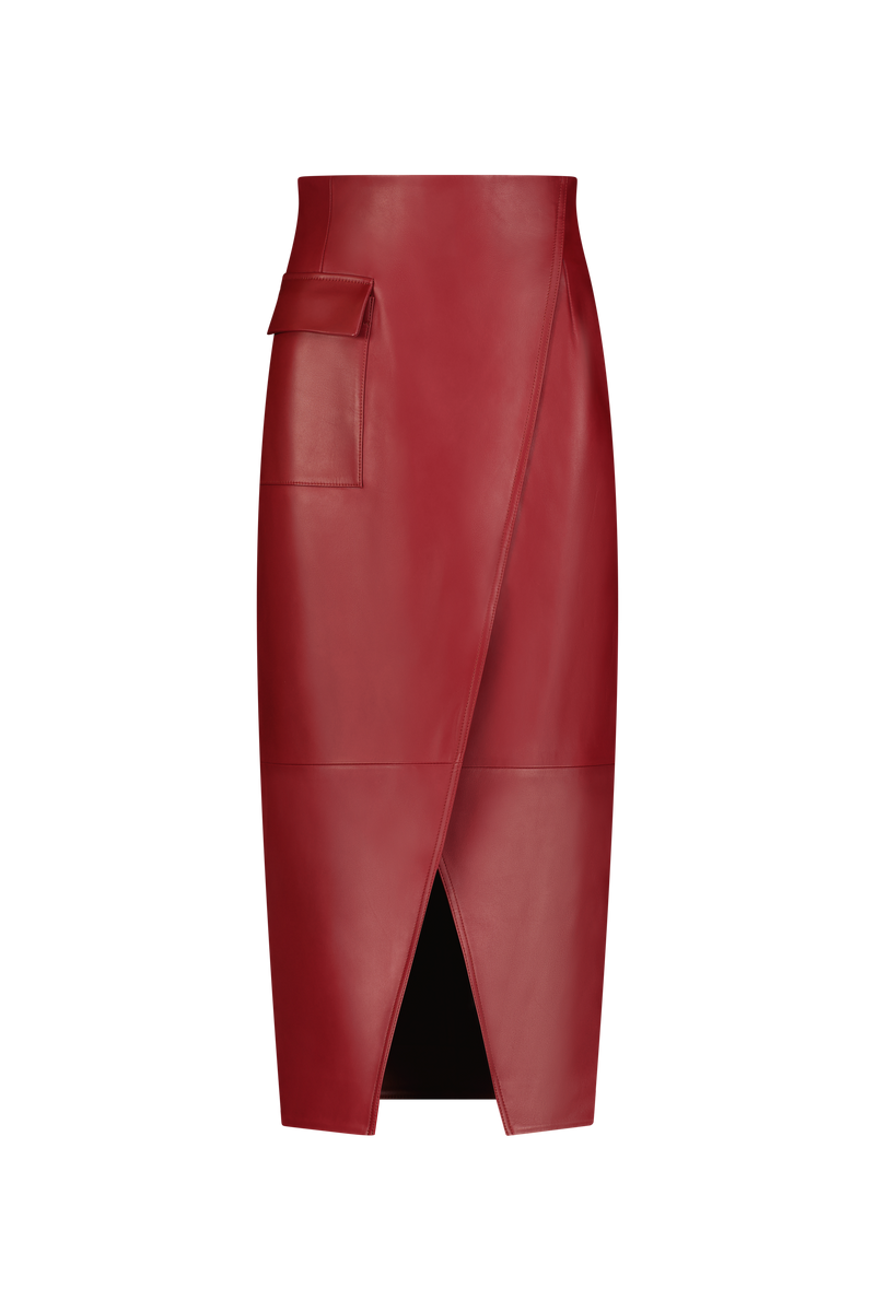 Leather Asymmetrical Pencil Skirt
