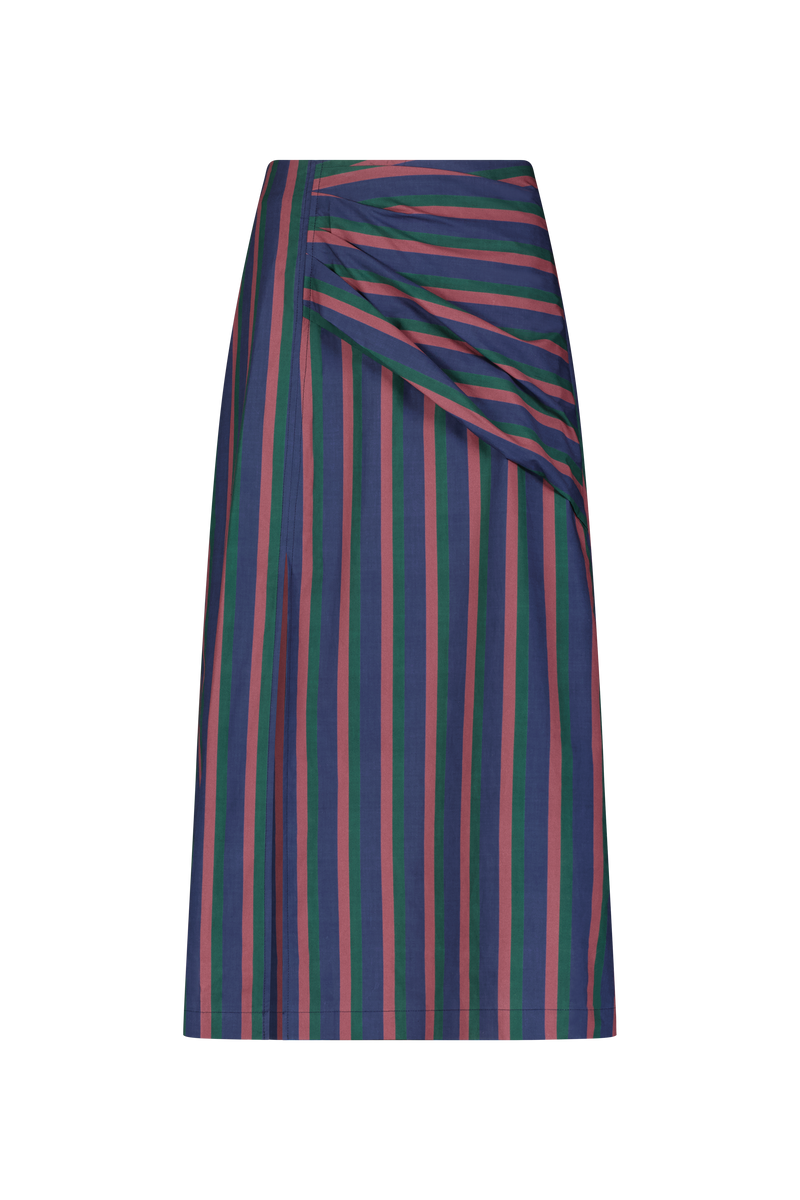 Striped Cotton Asymmetrical Skirt