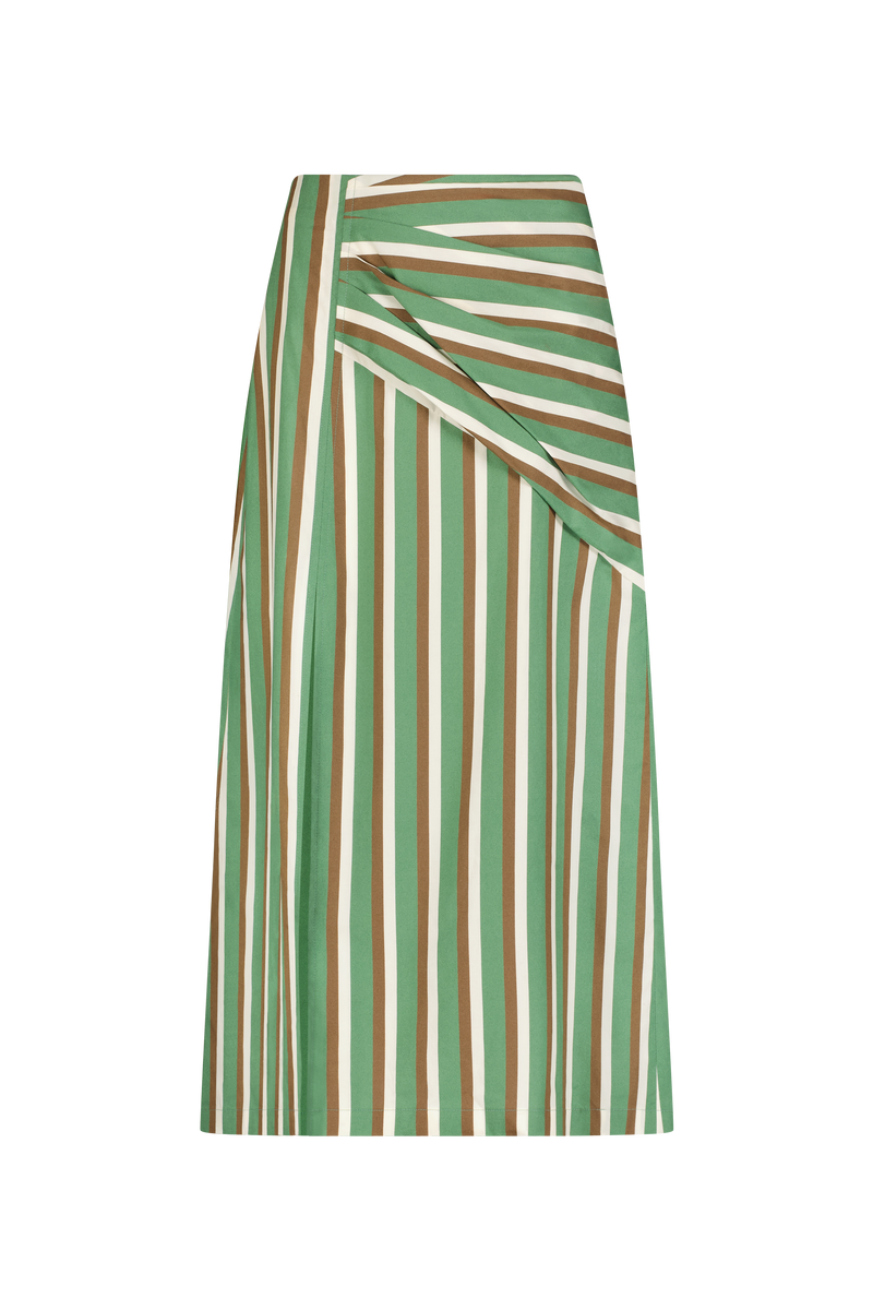 Striped Cotton Asymmetrical Skirt