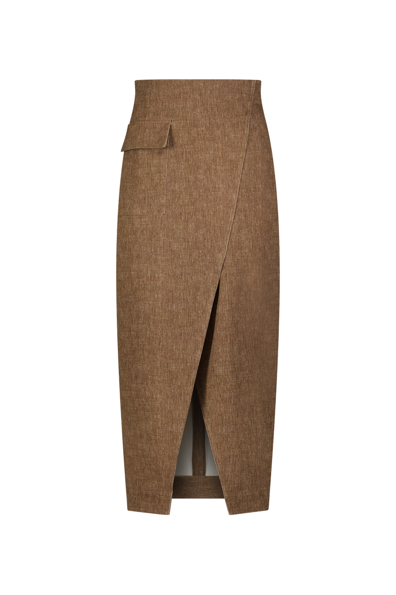 Stretch Denim Asymmetrical Skirt