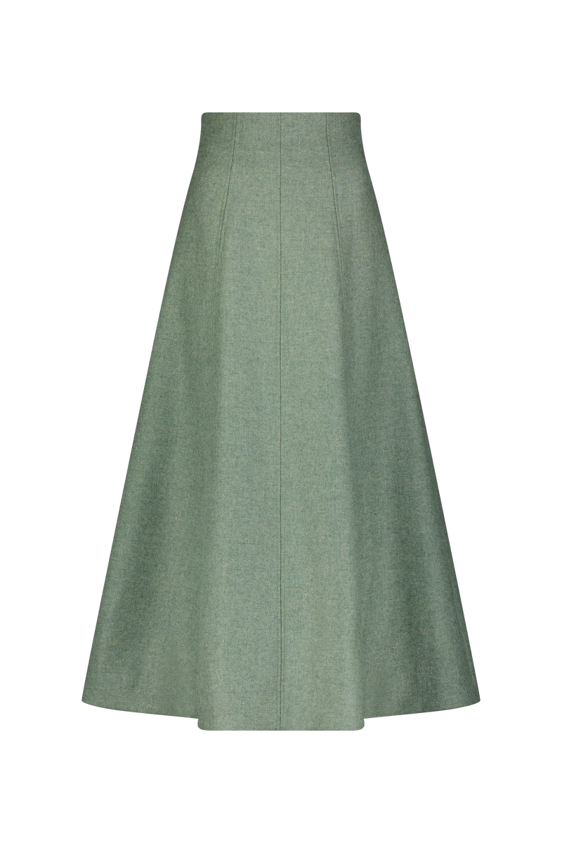 Boiled Wool Midi Skirt