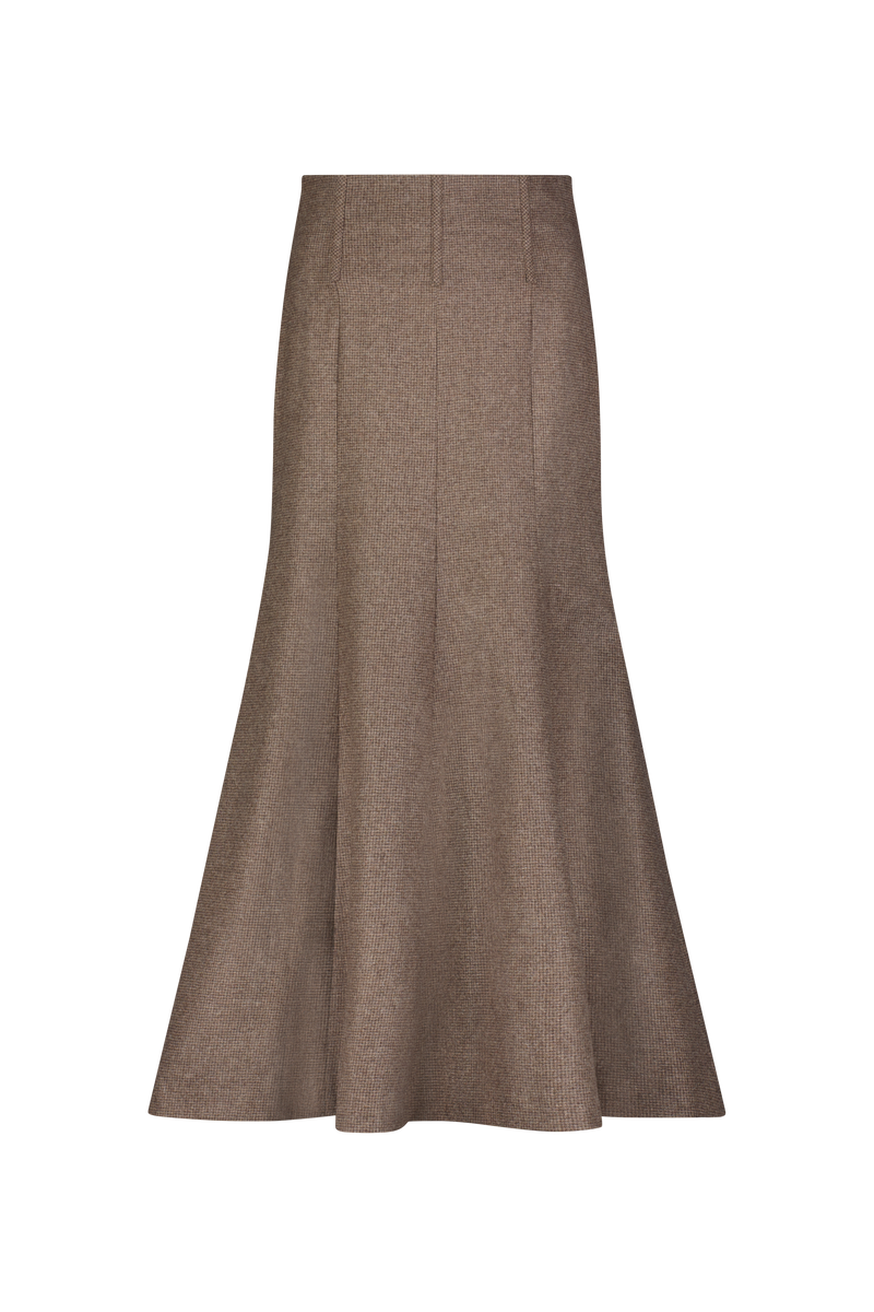 Plaid Wool Trumpet Skirt
