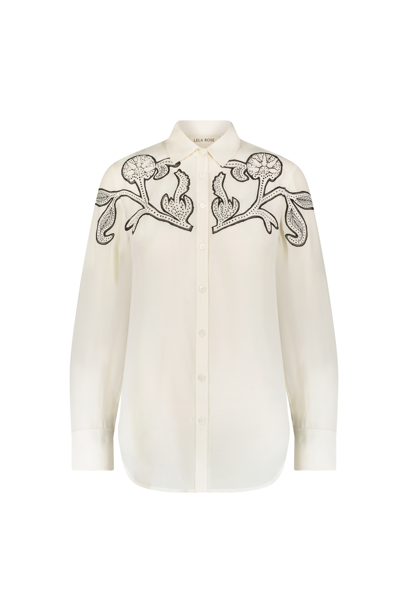 Floral Inlaid Georgette Shirt