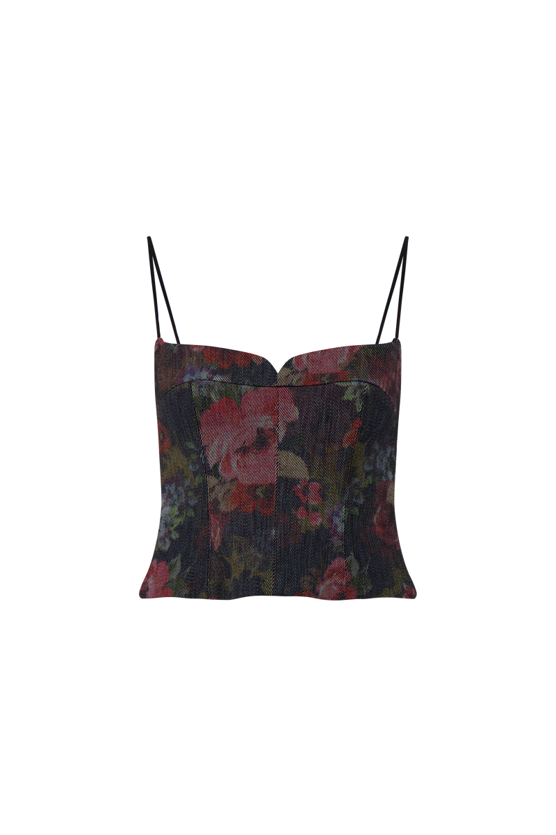Floral Denim Bustier