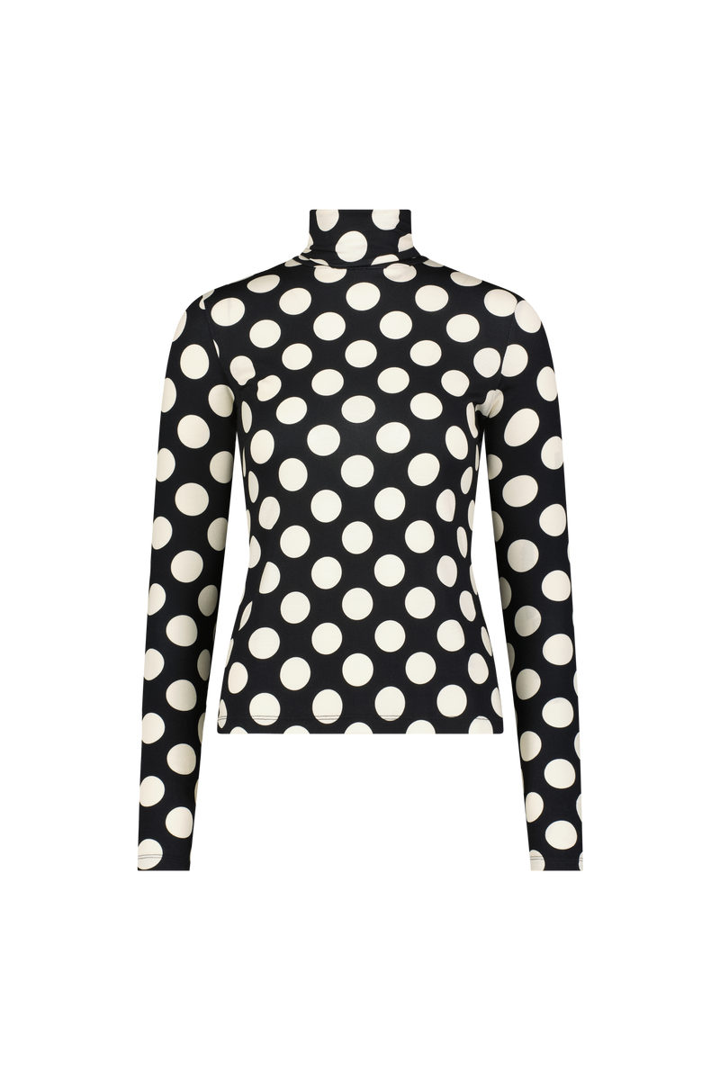 Polka Dot Jersey Turtleneck
