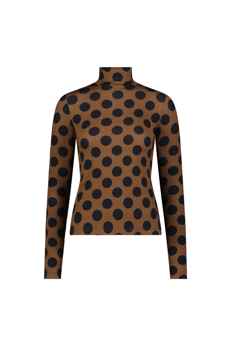 Polka Dot Jersey Turtleneck