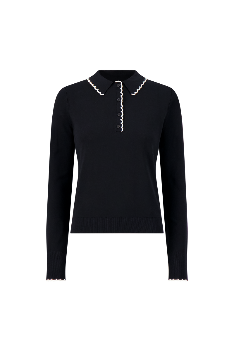 Crochet Trim Polo Knit