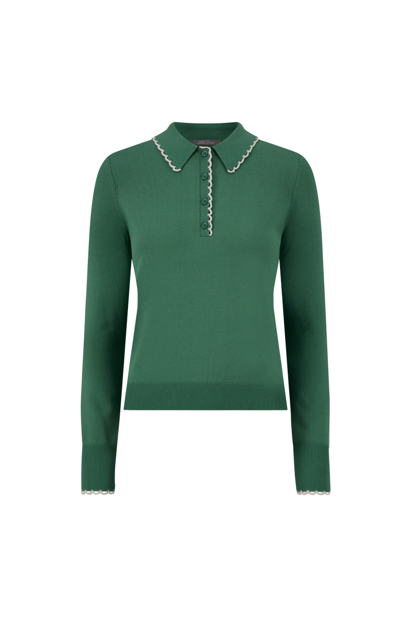 Crochet Trim Polo Knit