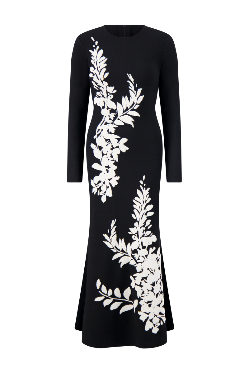Velvet Jacquard Knit Trumpet Dress