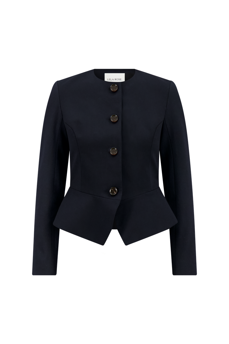 Stretch Cotton Peplum Jacket