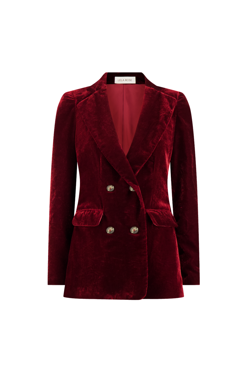 Crushed Velvet Double Breasted Blazer